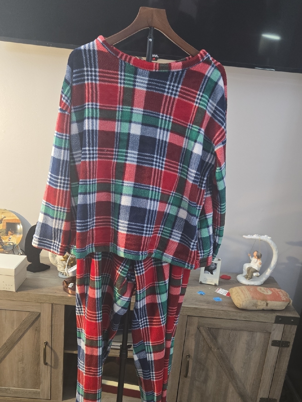 Women's Red Multi Plaid Pajama Set - Cozy Sleep Top & Pants